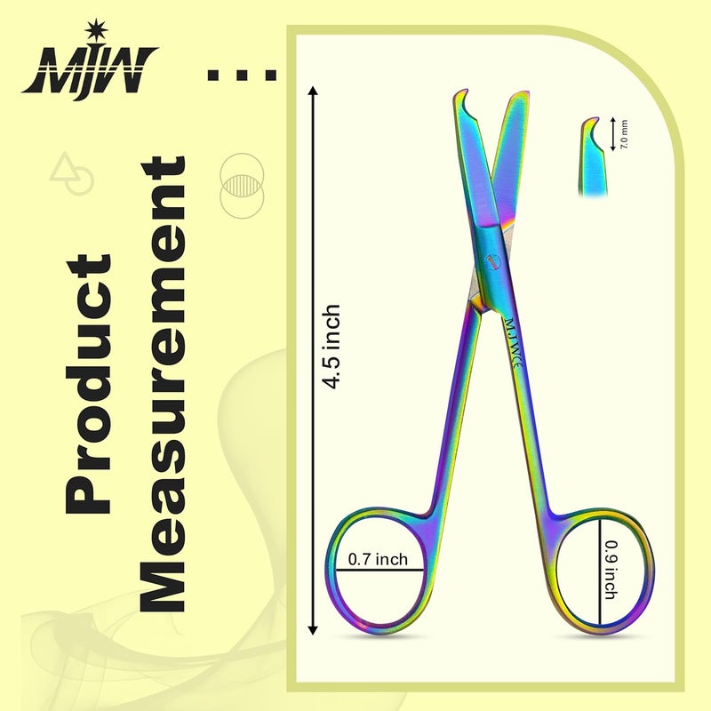 MJW Stainless Steel Suture Stitch Scissors with Multicolor/Rainbow Titanium Coating - Precision Trimming Scissors for Embroidery, Cross-Stitch, Quilting, Sewing, DIY Crafts Enthusiasts and More - Image 2